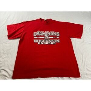 Champ Wisconsin Badgers T-Shirt Mens XL Red Good 99‎ Rose Bowl Champions Graphic